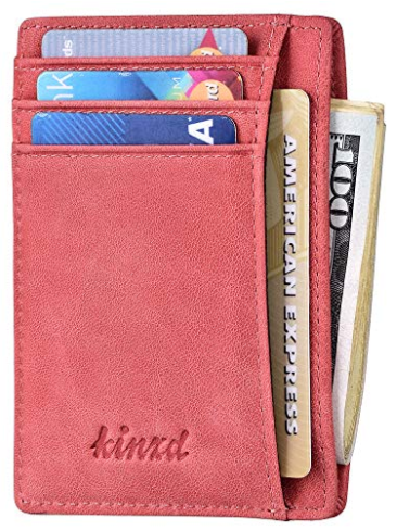 Kinzd Slim Wallet RFID Front Pocket Minimalist Leather Wallet thin Card Holder