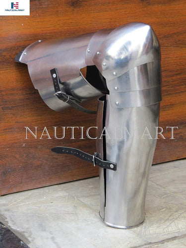 NAUTICALMART Medieval Leg Guards Leg Armor, Gothic Upper Leg- Knees and Greaves SCA