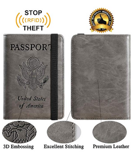 Passport Holder Cover Wallet RFID Blocking Leather Card Case Travel Document Organizer