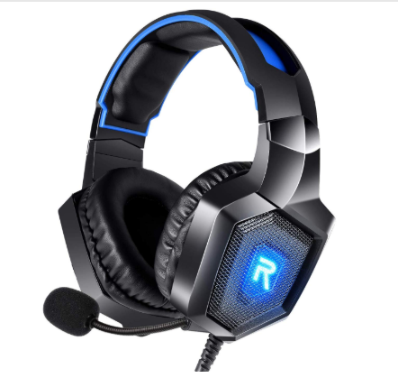 RUNMUS Gaming Headset for PS4, Xbox One, PC Headset w/ Surround Sound, Noise Canceling Over Ear Headphones with Mic & LED Light